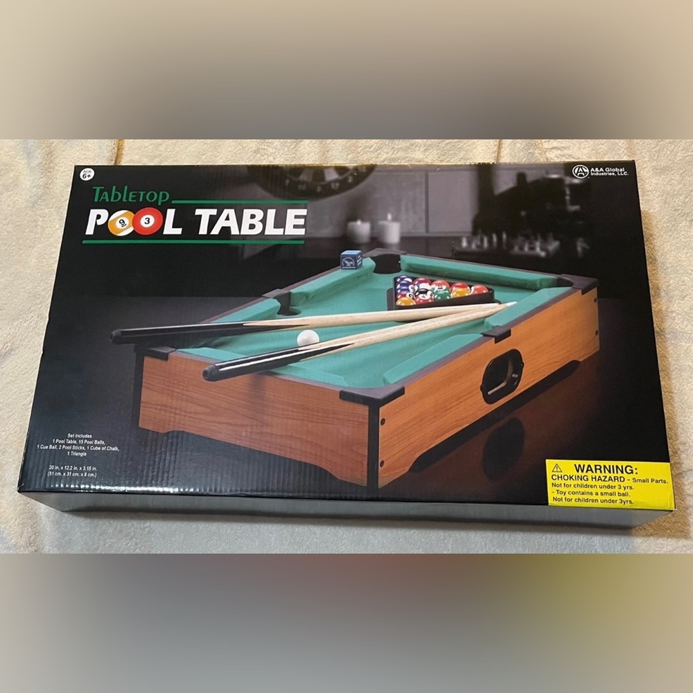 Tabletop Pool Table Game Set 20 ‘ x 12.2 x 3.15